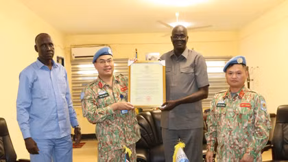 Đội Công binh số 4 của Việt Nam nhận thư biểu dương của Bộ Văn phòng Tổng thống Nam Sudan 
