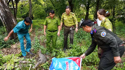 Thả kỳ đà hoa 2m về môi trường tự nhiên 