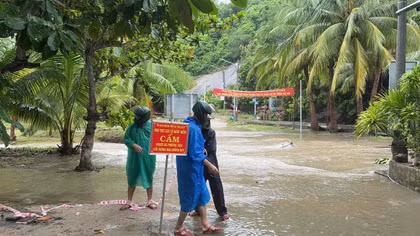 Mưa lớn tạo 7 điểm nước chảy xiết, cảnh báo nguy hiểm tại Cù Lao Chàm