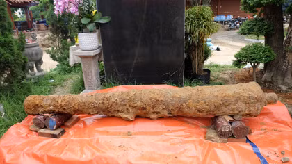 Phát hiện khẩu súng thần công dài gần 3 mét tại Thành Điện Hải