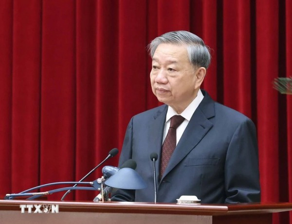Tổng Bí thư Tô Lâm phát biểu khai mạc Hội nghị lần thứ 11 Ban Chấp hành Trung ương Đảng khóa XIII. (Ảnh: TTXVN)