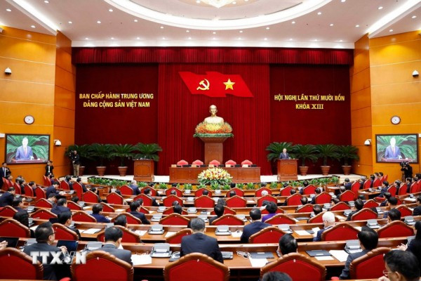 Phiên bế mạc Hội nghị lần thứ 14 Ban Chấp hành Trung ương Đảng khóa XIII. (Ảnh: TTXVN)