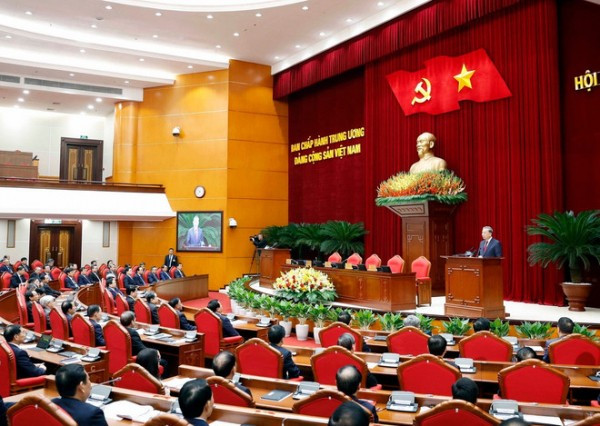 Tổng Bí thư Tô Lâm phát biểu bế mạc Hội nghị lần thứ 14 Ban Chấp hành Trung ương Đảng khóa XIII. (Ảnh: TTXVN)