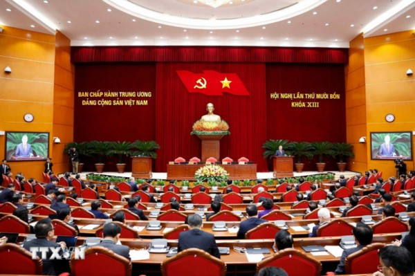 Phiên bế mạc Hội nghị lần thứ 14 Ban Chấp hành Trung ương Đảng khóa XIII. (Ảnh: TTXVN)