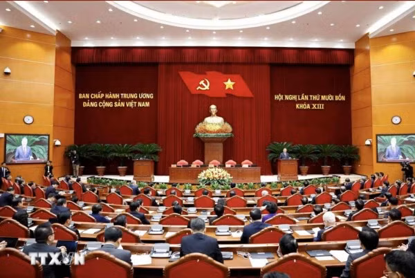 Phiên bế mạc Hội nghị lần thứ 14 Ban Chấp hành Trung ương Đảng khóa XIII. (Ảnh: Thống nhất TTXVN)