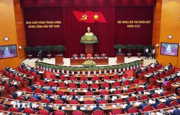 Toàn cảnh Phiên khai mạc Hội nghị lần thứ 11 Ban Chấp hành Trung ương Đảng khóa XIII. (Ảnh: TTXVN)