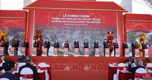 Tổng Bí thư Tô Lâm dự lễ khánh thành trường phổ thông nội trú liên cấp tại Điện Biên