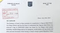 Đại sứ quán Israel viết thư cảm ơn Công an huyện Nguyên Bình