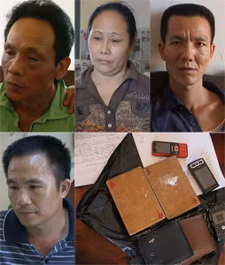 Các đối tượng và tang vật trong vụ án.