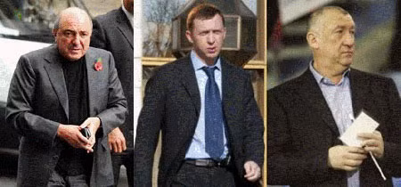 "Vua nhôm" từng vướng phải rắc rối sau các vụ kiện tụng với "Bố già Điện Kremlin" Boris Berezovsky (trái) và nhà tài phiệt Michael Cherney (phải).