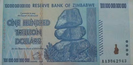 Một tờ tiền Zimbabwe mệnh giá khủng được rao bán trên mạng.