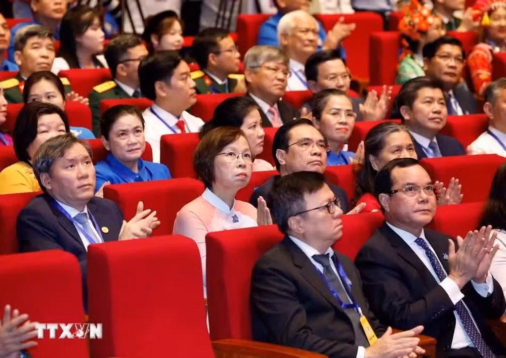 Các đại biểu tham dự Phiên trọng thể Đại hội Đoàn toàn quốc lần thứ XIII. (Ảnh: Thống Nhất/TTXVN)