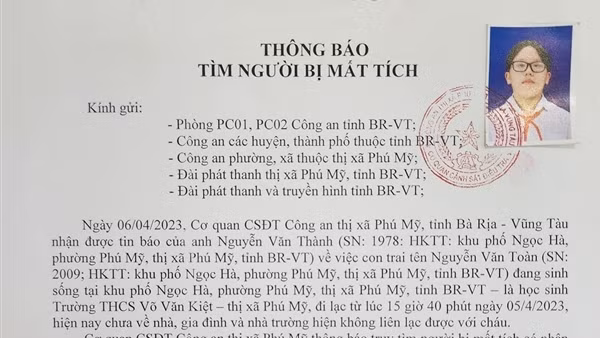 Đã tìm được học sinh lớp 8 bỏ nhà đi lạc