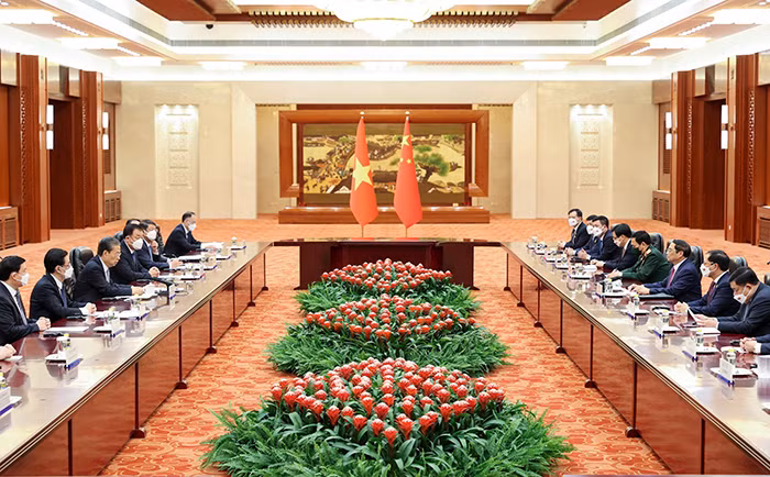 Thủ tướng Phạm Minh Chính hội kiến Ủy viên trưởng Nhân đại toàn quốc Trung Quốc Triệu Lạc Tế -0