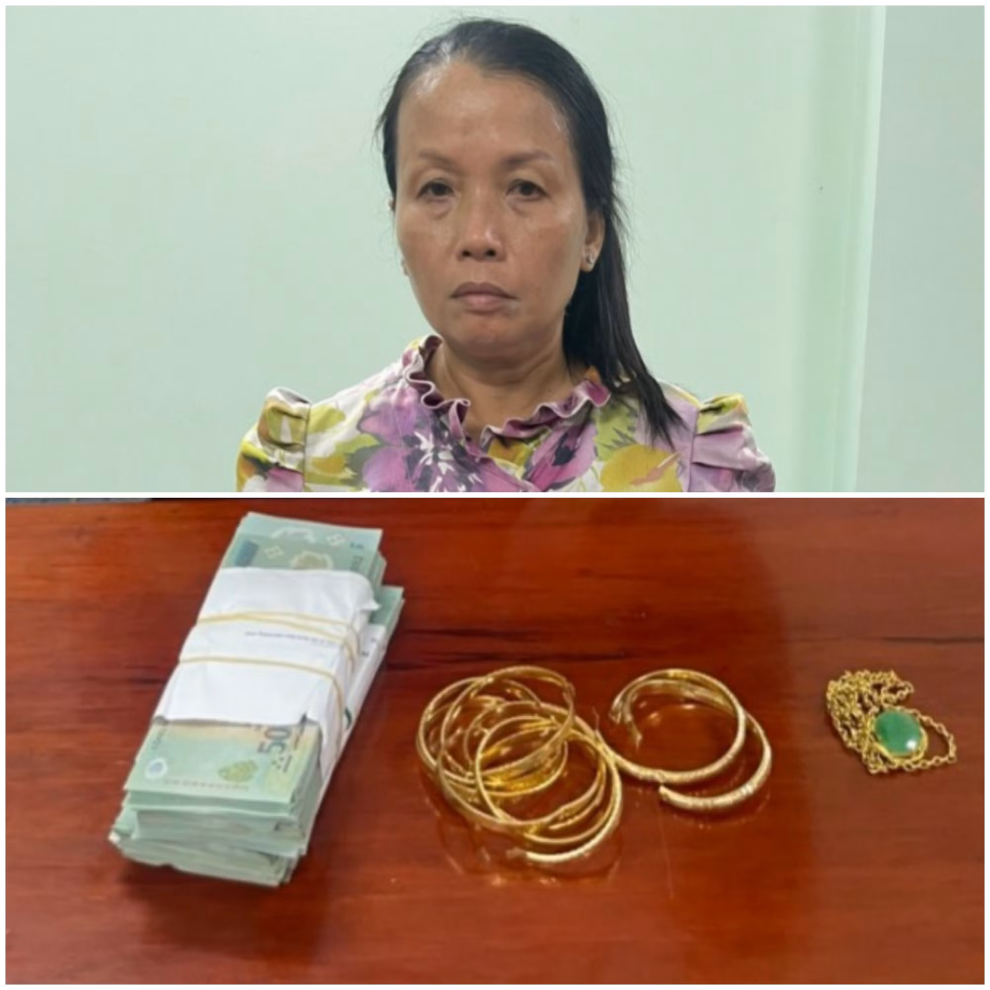 Đối tượng Dung cùng tang vật.