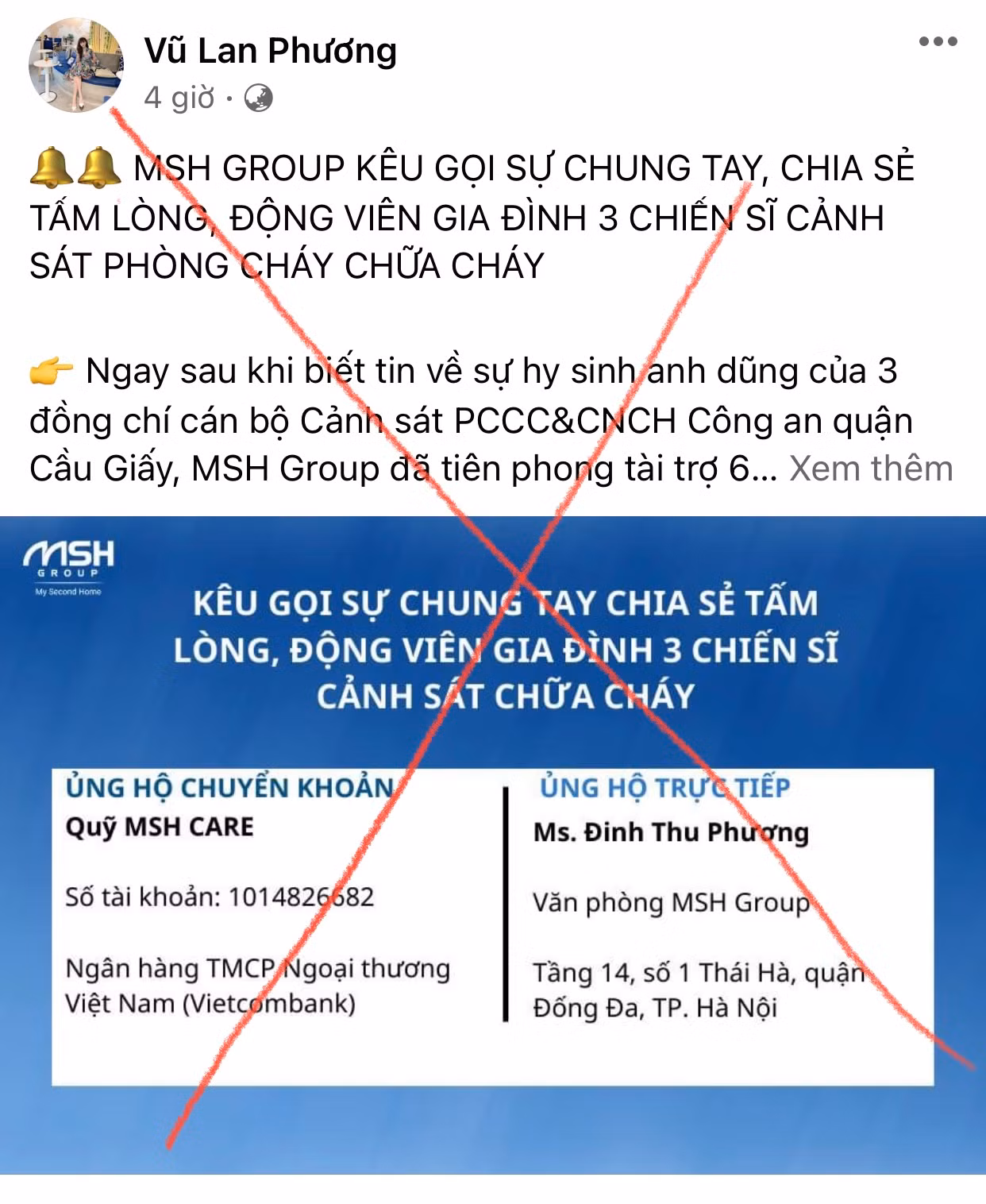 Không có chuyện gia đình ba chiến sĩ Cảnh sát PCCC kêu gọi quyên góp tiền phúng viếng -0