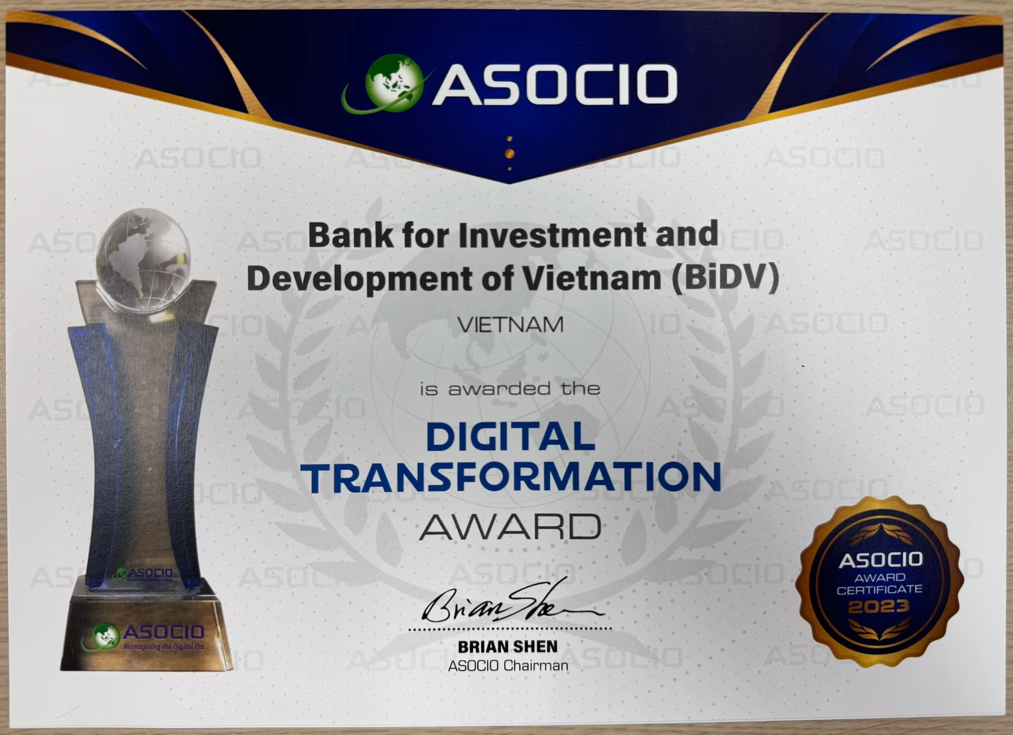 BIDV đạt giải “Đơn vị chuyển đổi số xuất sắc” ASOCIO 2023 -0
