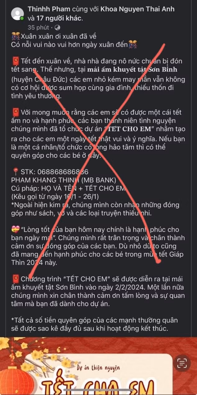 Xử lý đối tượng mạo nhận cơ sở nuôi dưỡng trẻ khuyết tật để kêu gọi ủng hộ tiền -0
