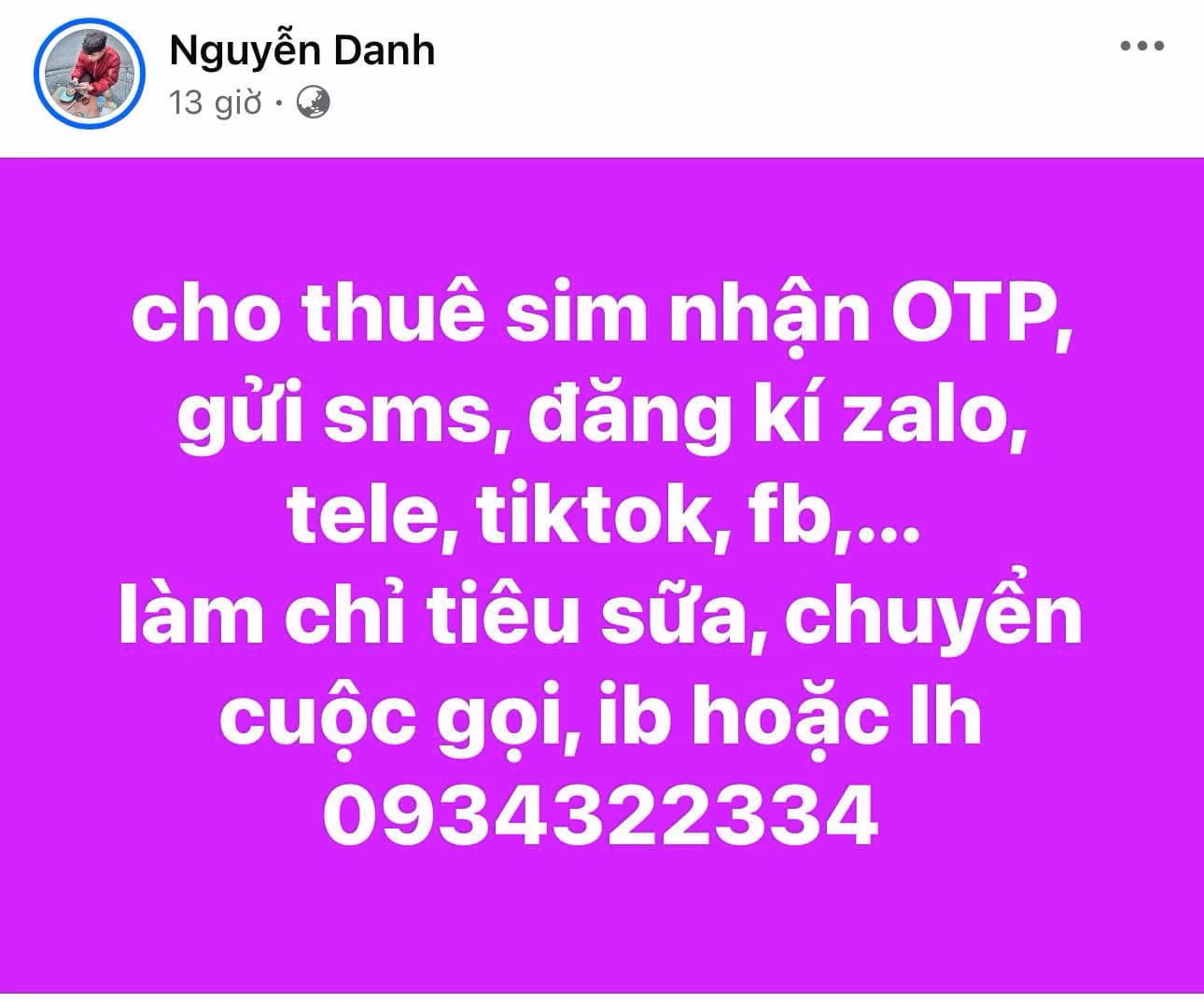 Cho thuê sim trên mạng xã hội - Lợi bất cập hại -0