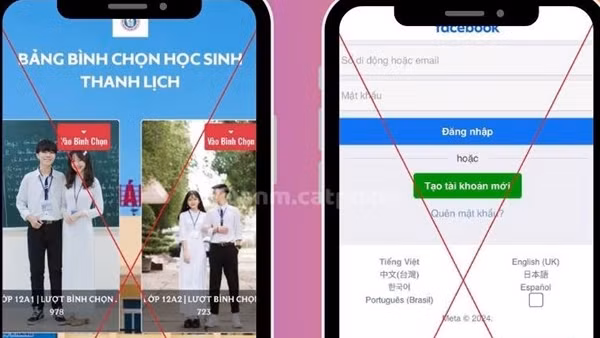 Trang web thisinhthanhlich.edu.vn được thiết kế giả mạo để lừa đảo