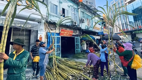 Sôi động chợ mía vàng cúng “vía” Ngọc Hoàng