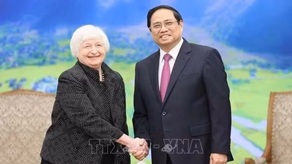 Thủ tướng Phạm Minh Chính tiếp Bộ trưởng Tài chính Hoa Kỳ