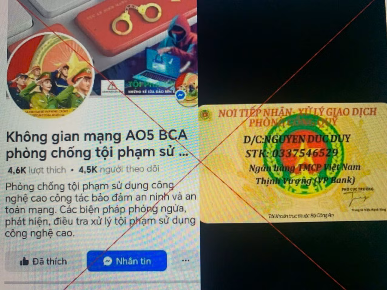 Cảnh báo trang facebook giả mạo Cục an ninh mạng hỗ trợ điều tra lừa đảo -0
