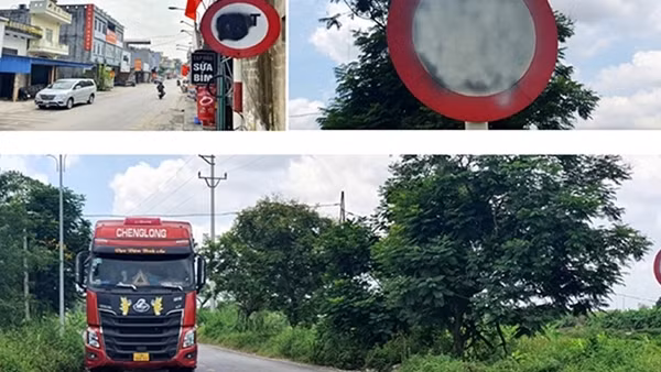 Hàng loạt biển báo hạn chế tải trọng xe ở Hải Phòng bị phá hoại