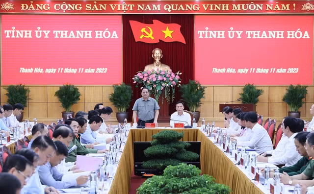 Thủ tướng Phạm Minh Chính làm việc với Ban Thường vụ Tỉnh ủy Thanh Hóa -0
