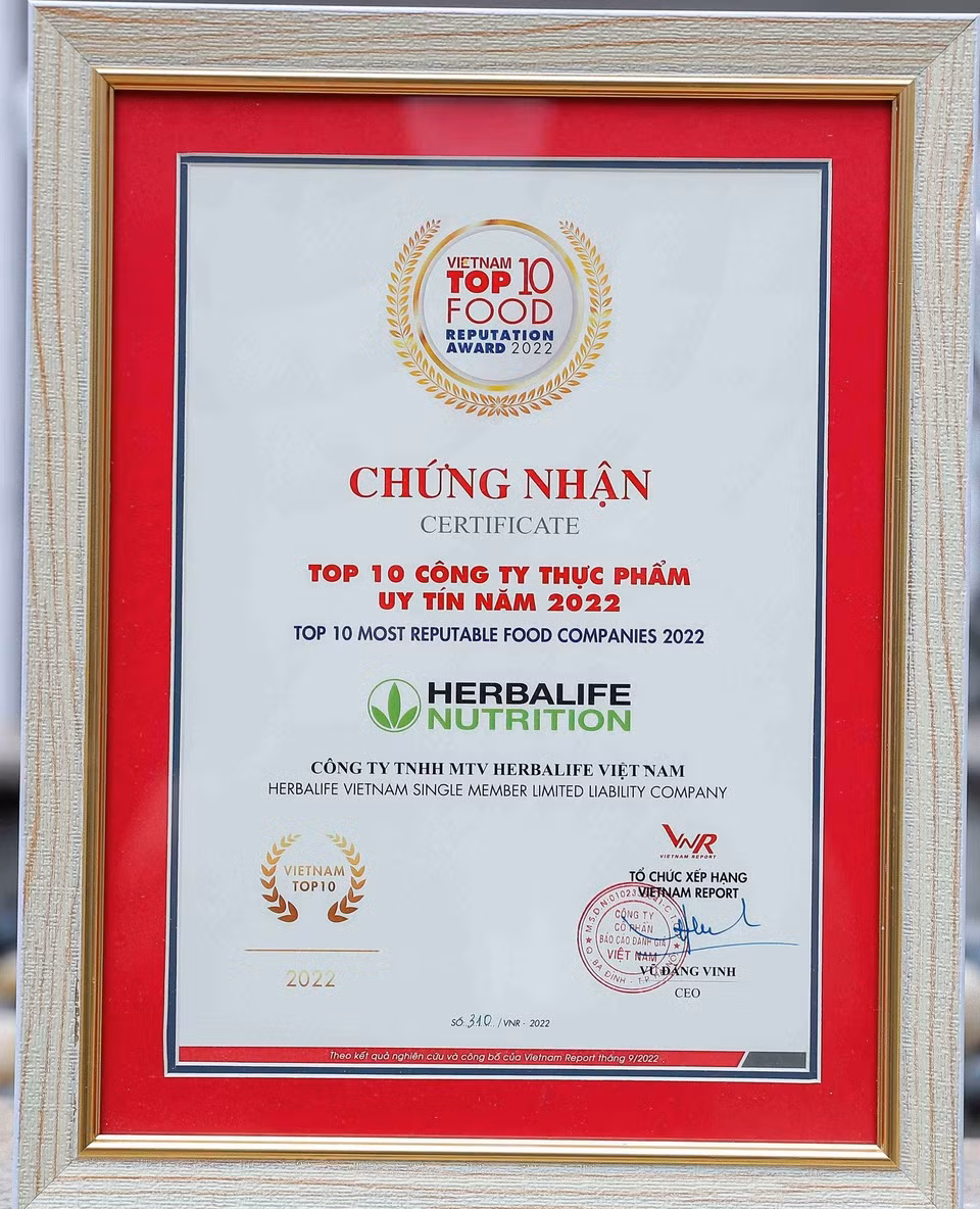 Herbalife Việt Nam được vinh danh Top 10 Công ty Thực phẩm Uy tín lần thứ 2 liên tiếp -0