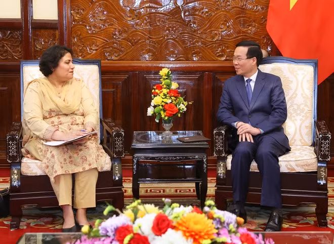 Chủ tịch nước Võ Văn Thưởng tiếp Đại sứ Pakistan Samina Mehtab -0