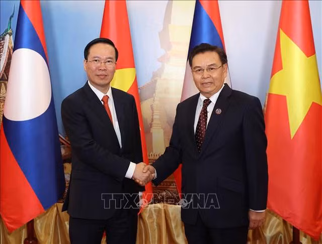 Chủ tịch nước Võ Văn Thưởng hội kiến Thủ tướng, Chủ tịch Quốc hội Lào -0