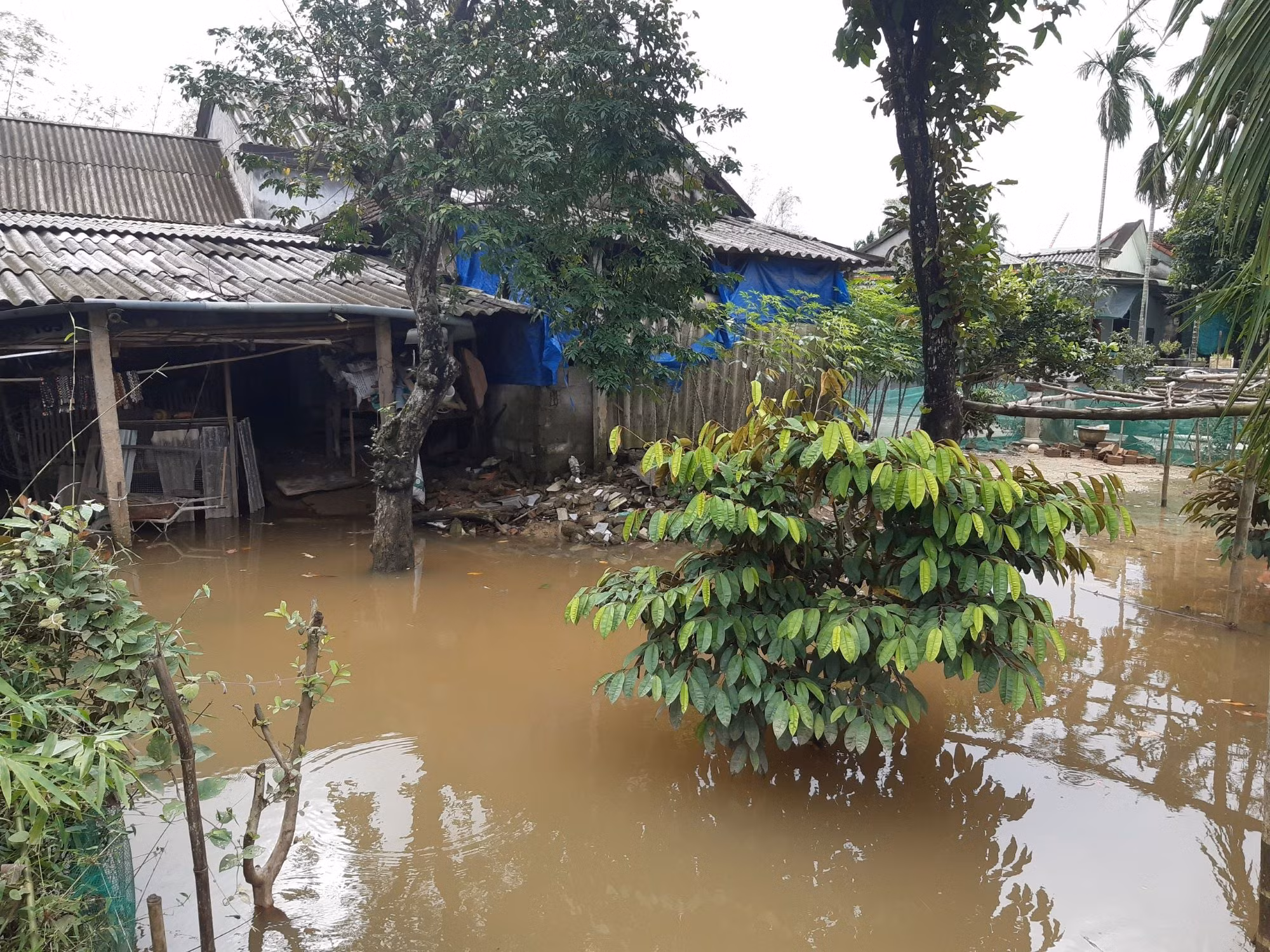 Mưa lớn ở thượng nguồn, vùng hạ du sông Bồ ở Huế ngập trong lũ -0