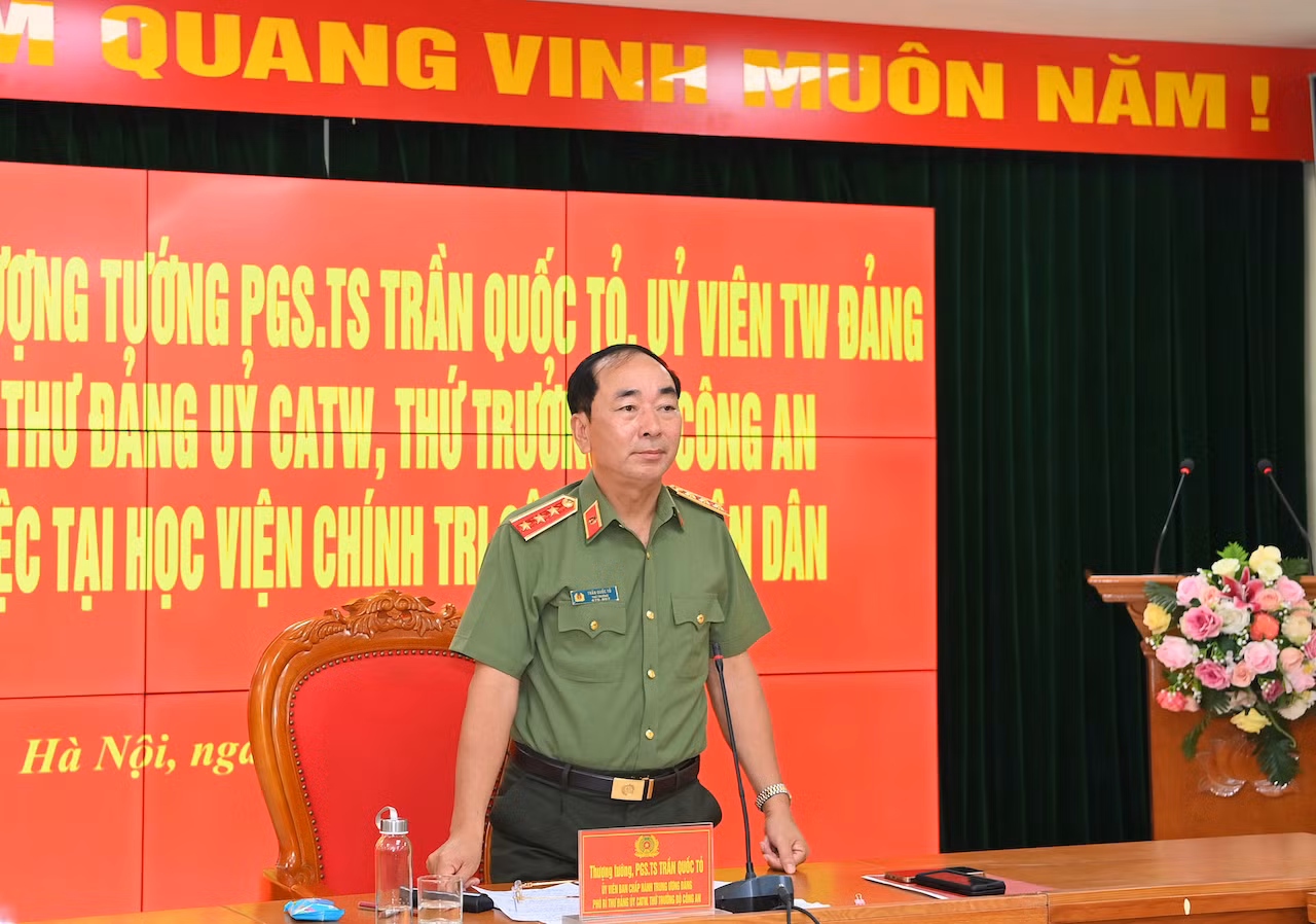 Thứ trưởng Trần Quốc Tỏ làm việc với Học viện Chính trị Công an nhân dân -0