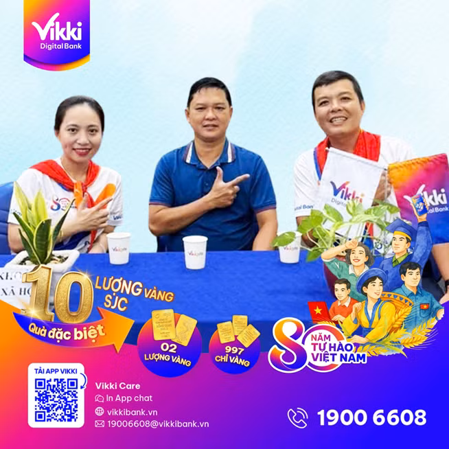 Vikki trao 1 lượng vàng SJC và nhiều chỉ vàng cho khách hàng “Mở tài khoản Vikki An sinh – Nhận quà mừng Quốc khánh” -0