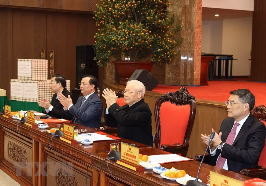 Tổng Bí thư chúc Tết Đảng bộ, chính quyền và nhân dân Hà Nội -0