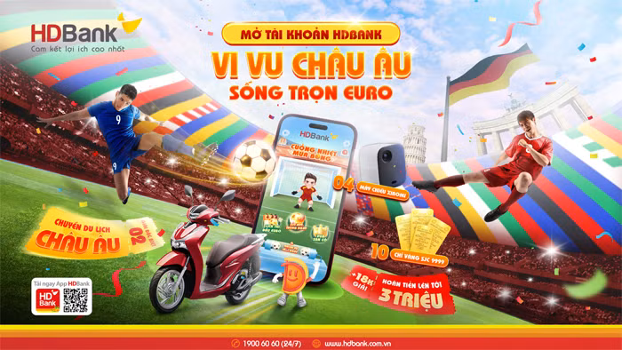 Ghi bàn trên ứng dụng HDBank, đến châu u xem chung kết Euro 2024 -0