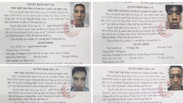 Truy nã 4 đối tượng trốn khỏi nơi giam giữ