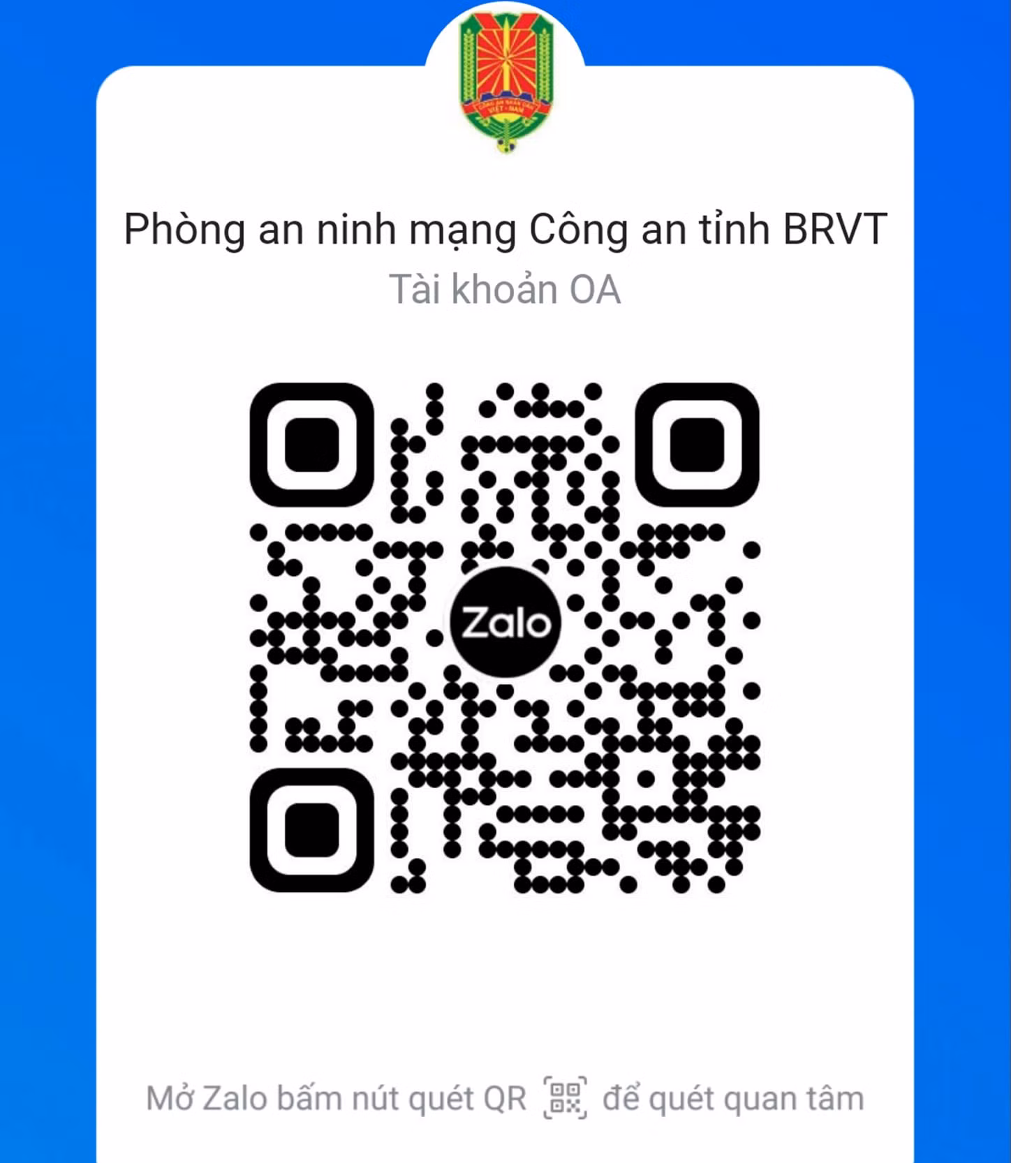 Công an tỉnh Bà Rịa-Vũng Tàu ra mắt trang Zalo về ANTT trên không gian mạng -0