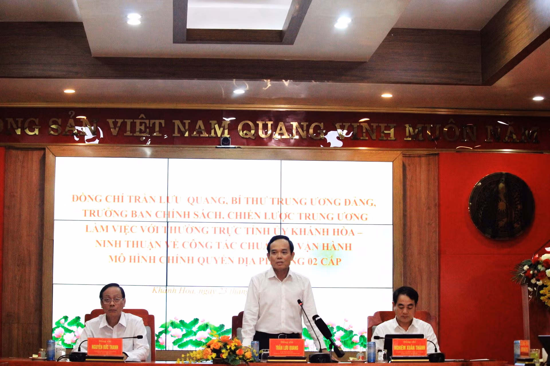 Trưởng ban Chính sách, chiến lược Trung ương làm việc với hai tỉnh Khánh Hòa, Ninh Thuận về công tác vận hành chính quyền địa phương 2 cấp -0