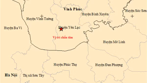Động đất 3,2 độ richter xuất hiện tại Vĩnh Phúc