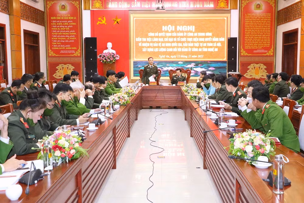 Uỷ ban kiểm tra Đảng ủy Công an Trung ương làm việc với Đảng bộ Công an tỉnh Nghệ An -0