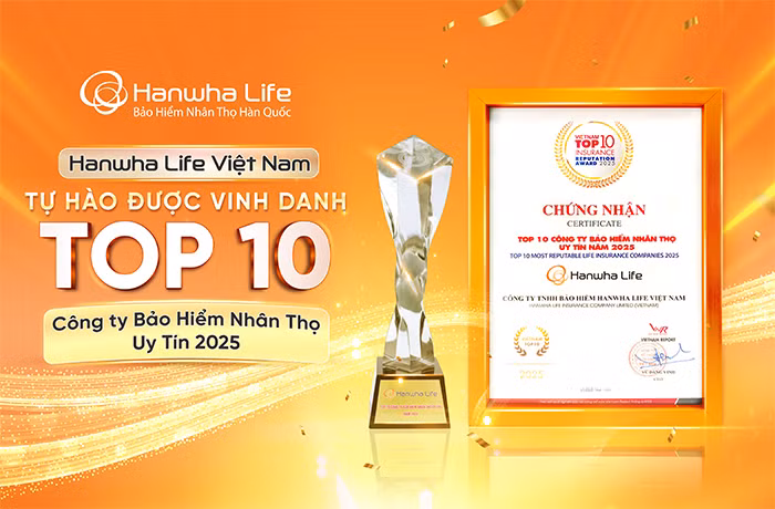 Hanwha Life Việt Nam 9 năm liên tiếp vào “Top 10 Công ty Bảo hiểm nhân thọ uy tín” -0