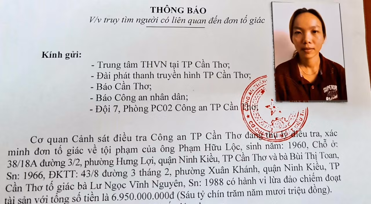 Truy tìm đối tượng bị tố lừa đảo chiếm đoạt 6,95 tỷ đồng -0