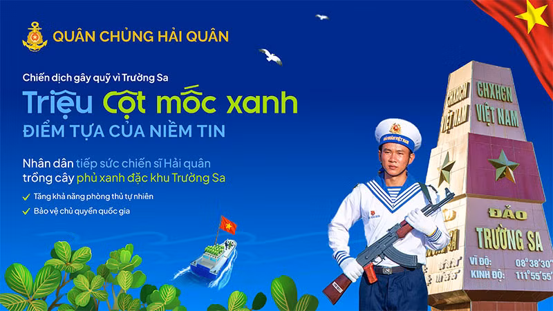 Phát động chiến dịch “Triệu cột mốc xanh” gây quỹ trồng cây phủ xanh đặc khu Trường Sa -0