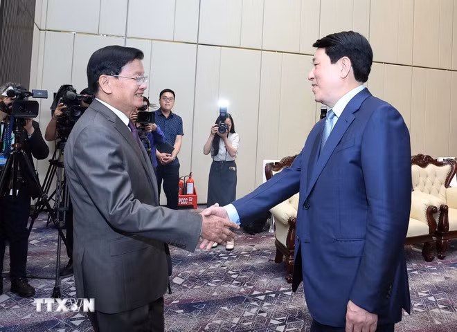 Chủ tịch nước Lương Cường tiếp Tổng Bí thư, Chủ tịch nước Lào -0