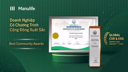 Manulife Việt Nam nhận giải thưởng quốc tế về hoạt động cộng đồng