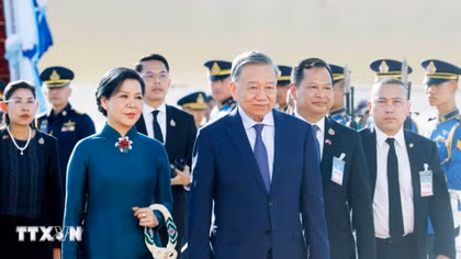 Lễ đón Tổng Bí thư, Chủ tịch nước Tô Lâm và Phu nhân tại sân bay quân sự 2, Khu vực sân bay quốc tế Don Mueng.
