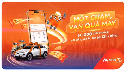 Cơ hội trúng thưởng 13 tỷ đồng trên siêu ứng dụng MSB Digital Bank