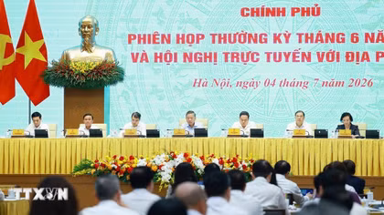 Tổng Bí thư, Chủ tịch nước Tô Lâm cùng các đồng chí lãnh đạo Đảng, Nhà nước dự hội nghị. (Ảnh: Dương Giang/TTXVN).